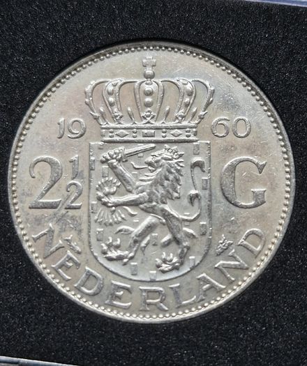 1960  Netherlands  2 1/2 Gulden - Juliana Silver Coin