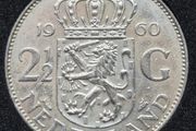 1960  Netherlands  2 1/2 Gulden - Juliana Silver Coin