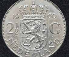 1960  Netherlands  2 1/2 Gulden - Juliana Silver Coin