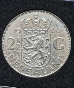 1960  Netherlands  2 1/2 Gulden - Juliana Silver Coin