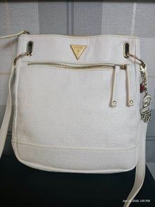 GUESS White Embossed Monogram Crossbody Bag