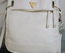 GUESS White Embossed Monogram Crossbody Bag