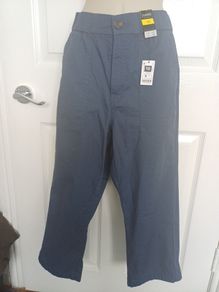 BNWT Dark Blue Dunnes Cotton Cropped Trousers Size 10