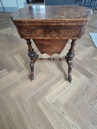 Antique Victorian Burr Walnut Games & Work Table