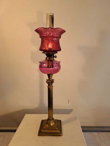 Victorian Cranberry Glass Oil Lamp
