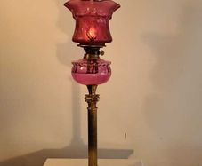 Victorian Cranberry Glass Oil Lamp