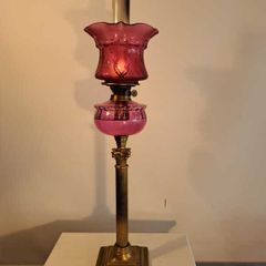 Victorian Cranberry Glass Oil Lamp