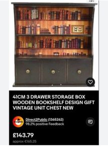New price e145 Wooden three draw and shelf storage wall unit