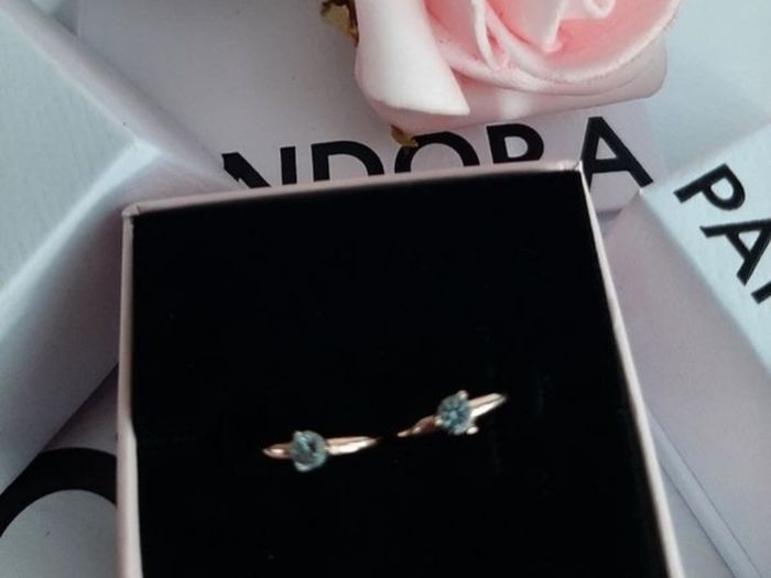 New pandora hoop earrings with blue stone