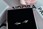 New pandora hoop earrings with blue stone