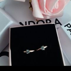 New pandora hoop earrings with blue stone