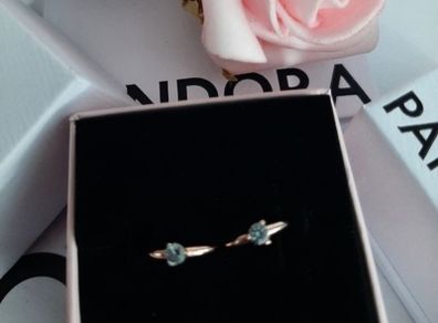 New pandora hoop earrings with blue stone