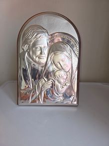 Italian 999 Silver Holy Family Plaque