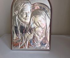 Italian 999 Silver Holy Family Plaque