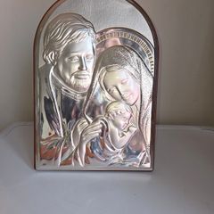 Italian 999 Silver Holy Family Plaque