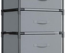 Fabric Chest of Drawers Bedroom, 4 Drawers Storage Unit with Sturdy Steel Frame, Dresser Drawers for Bedroom, Living Room, Hallway, Office and Closet - Grey