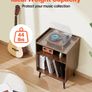 Record Player Stand with LED Light, 3 Tiers Turntable Stand with Charging Station & USB Ports Image 4