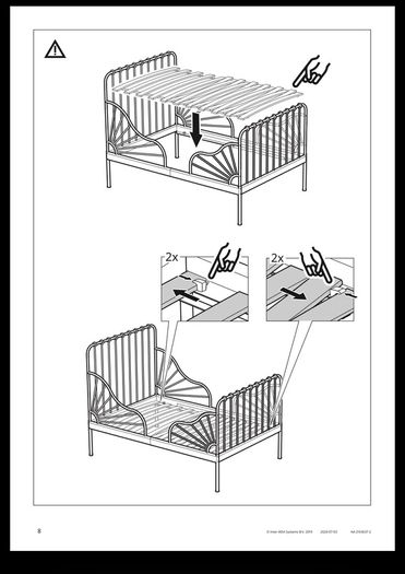 IKEA Pink Minnen Extendable Kids Bed and Mattress