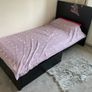 Solid Black Single Bed Frame with High Headboard, Slats & Storage Drawer Image 4