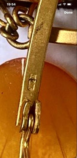 Vintage .6rk gold plated Russian Baltic Amber brooch