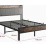 Double Bed Frames with Storage Headboard,Heavy Duty Metal Upholstered Platform Bed Frame Image 9