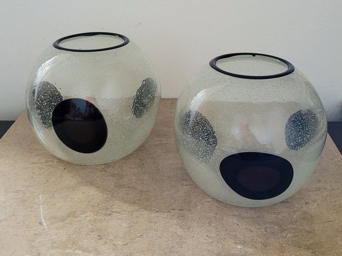 Vintage aventurine art glass vases