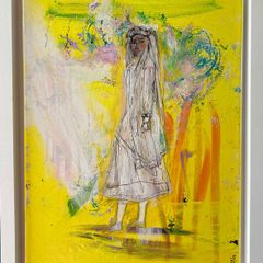 Framed Original Painting Eclectic Art Dublin Wedding Dress Art Bridal Original Art - Fashion Art - Couture Bride - Irish Figurative Art