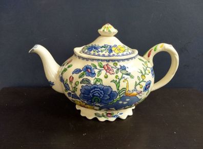 Beautiful Masons Ironstone Teapot in the Regency Pattern Circa 1940, Hairline on Handle