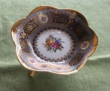 Porcelain china decorative trinket dish on pedestal