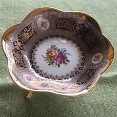 Porcelain china decorative trinket dish on pedestal