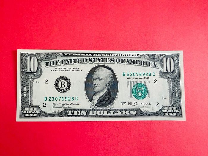 Usa  10 Dollar  1977  Letter  ( B2 ) NEW YORK  ( Uncirculated )