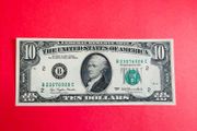 Usa  10 Dollar  1977  Letter  ( B2 ) NEW YORK  ( Uncirculated )