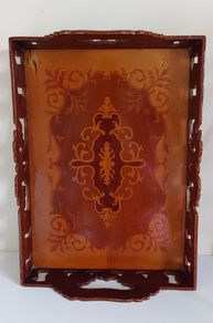 Antique Rectangular Wooden Serving Tray