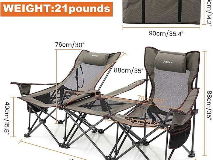 Camping Chairs Folding Reclining Portable Chair with Cup Holder Detachable Side Table and Carry Bag (FREE SHIPPING)