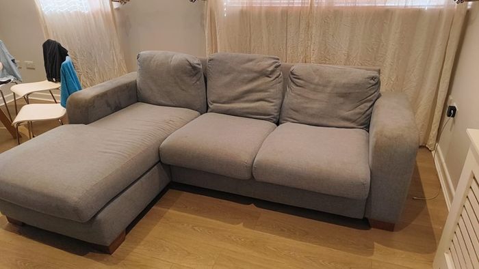Blue Upholstered Chaise Sofa