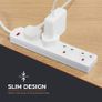 Wolf Power Heavy Duty Extension Lead UK Pin Plug and Cable, 4 Gang Way 2m Power Adapter, Multi Socket Mains Strip (2 Pack, White) Image 4