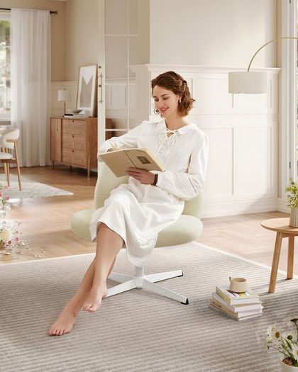 Modern Office Chair  Wide Seat, Cross Base, and Adjustable Height in Grey, Whit
