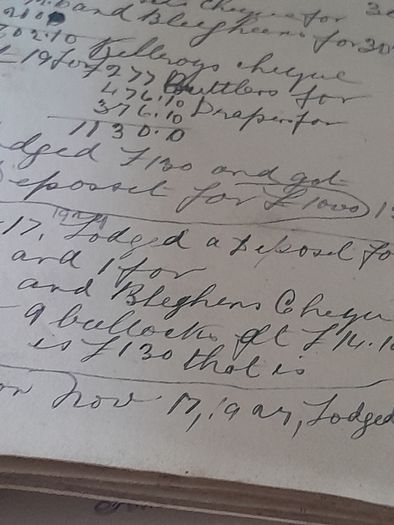1915 hand written ledger