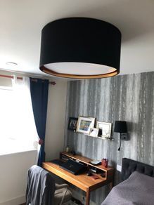 Contemporary Chic Black & Gold pendant. Italy.