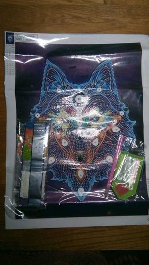 Luminous Diamond Painting Kit. Wolf