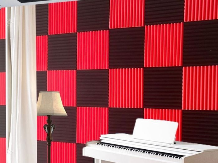 48 Pack Black Red 1" X 12" X 12" Acoustic Wedge Studio Foam Sound Absorption Wall Panels Multiple Colours Available, See Photos (free Postage)
