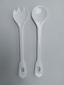 Porcelain serving spoons pair