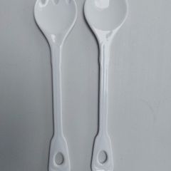 Porcelain serving spoons pair