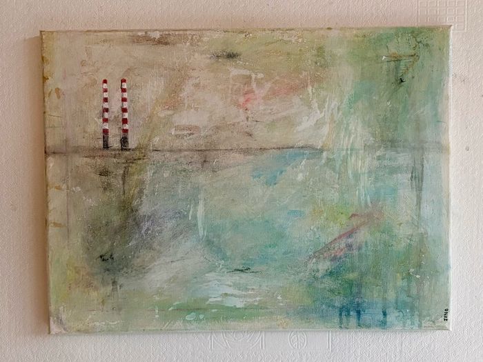 Original Irish art Poolbeg Chimneys Framed