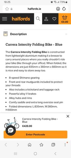 folding bike carrera intercity
