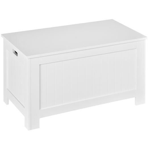Storage Chest, Toy Storage Box Organizer with Safety Hinges, Lid and Side Handles, White