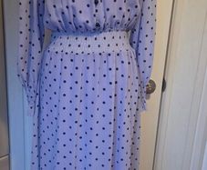 Lilac Polka Dot Maxi Dress Long Sleeve Smocked Waist Floaty Boho UK