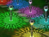 Solar Lights Outdoor Garden, 6 Pack Solar Garden Lights with Multi-Colour Changing+Warm White Modes Waterproof Pathway Lights Ornaments Outdoor Solar Lights for Path Lawn Patio Landscape Decorative