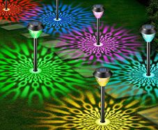 Solar Lights Outdoor Garden, 6 Pack Solar Garden Lights with Multi-Colour Changing+Warm White Modes Waterproof Pathway Lights Ornaments Outdoor Solar Lights for Path Lawn Patio Landscape Decorative