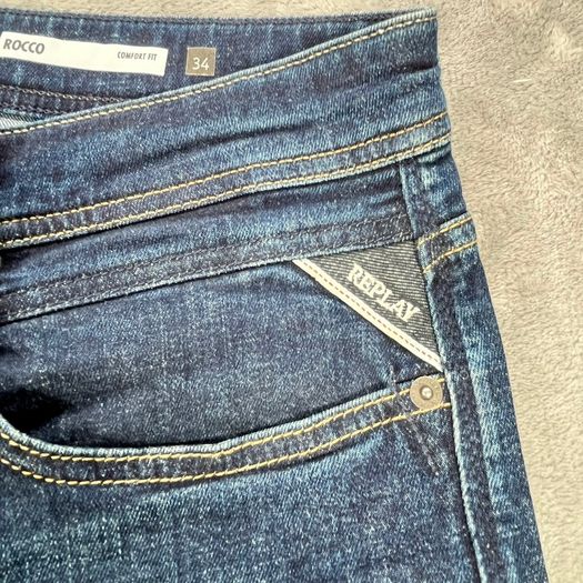 Replay Mens Rocco Jeans W34 L31 Indigo - Zip Fly